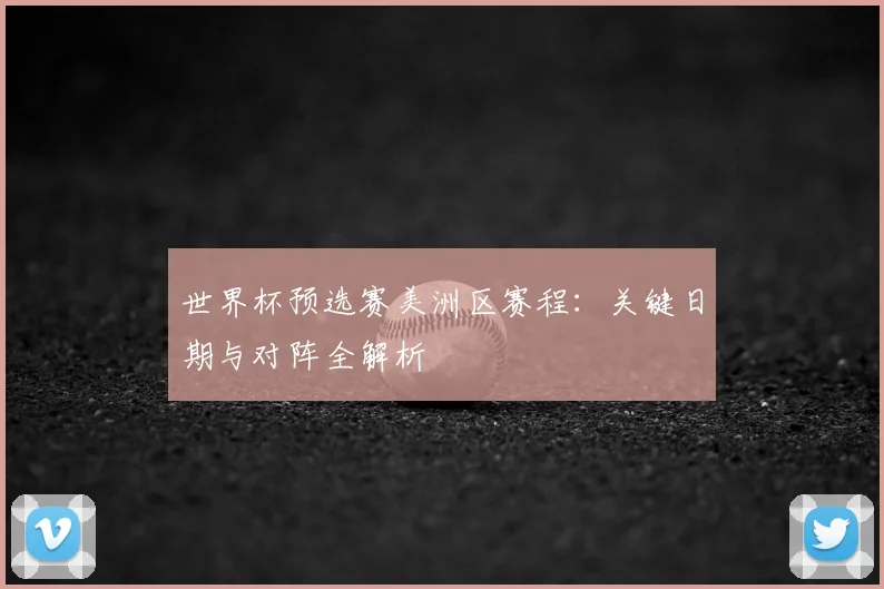 世界杯预选赛美洲区赛程：关键日期与对阵全解析
